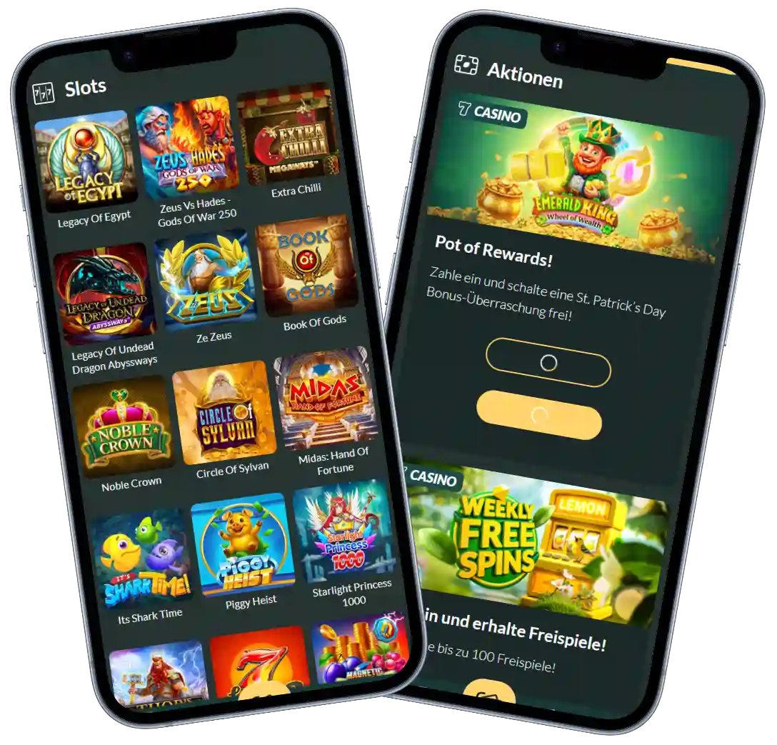 Lemon Casino mobile Ansicht mit Slot Spielen und Bonus Aktionen auf dem Smartphone